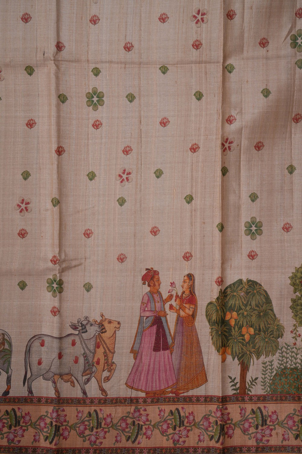 Image of A Pichwai Art Tussar Saree