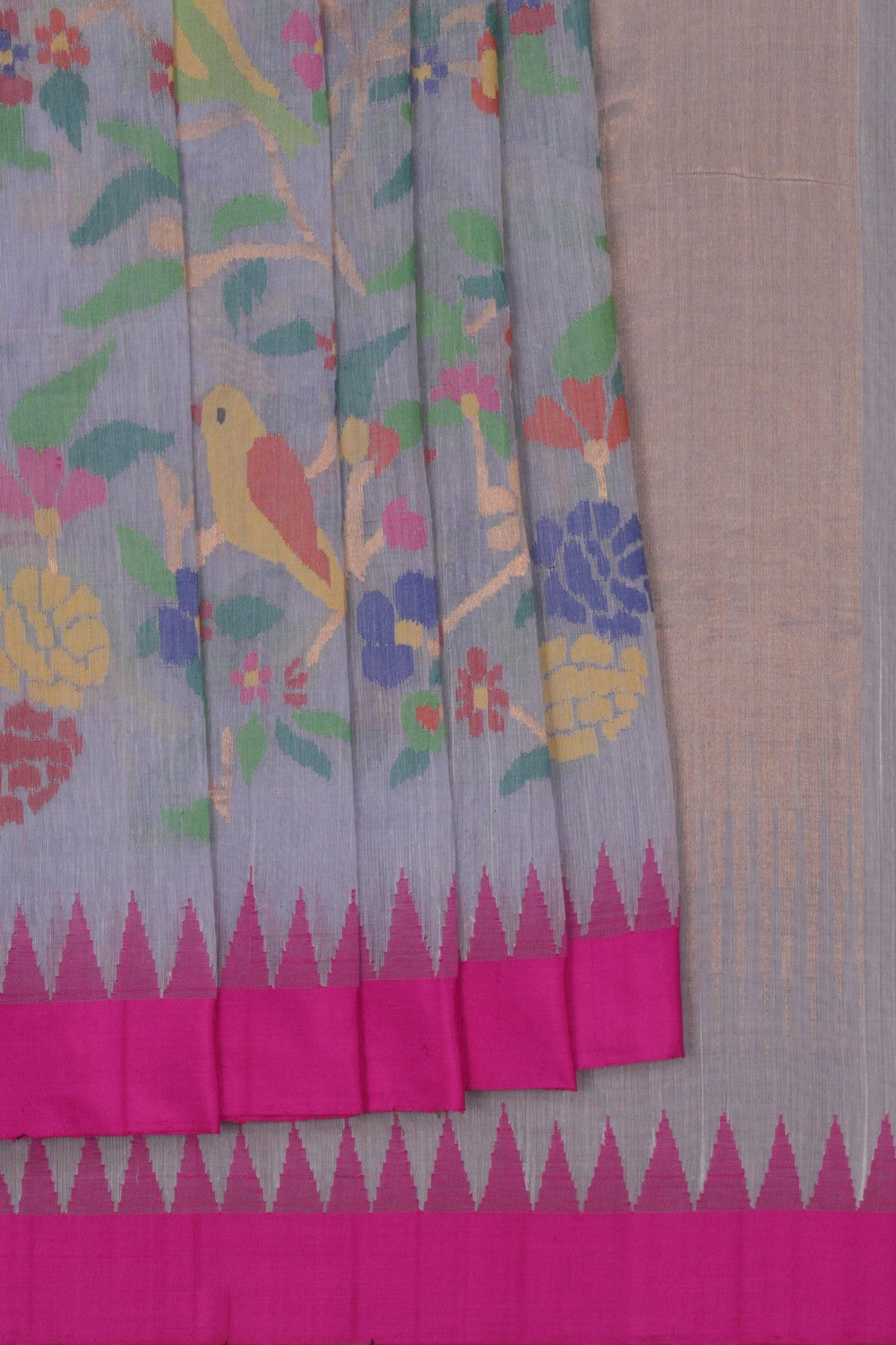 Image of Uppada Cotton Grey Saree