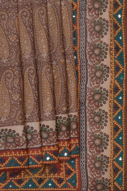 Image of Tussar Silk Embroidery Saree