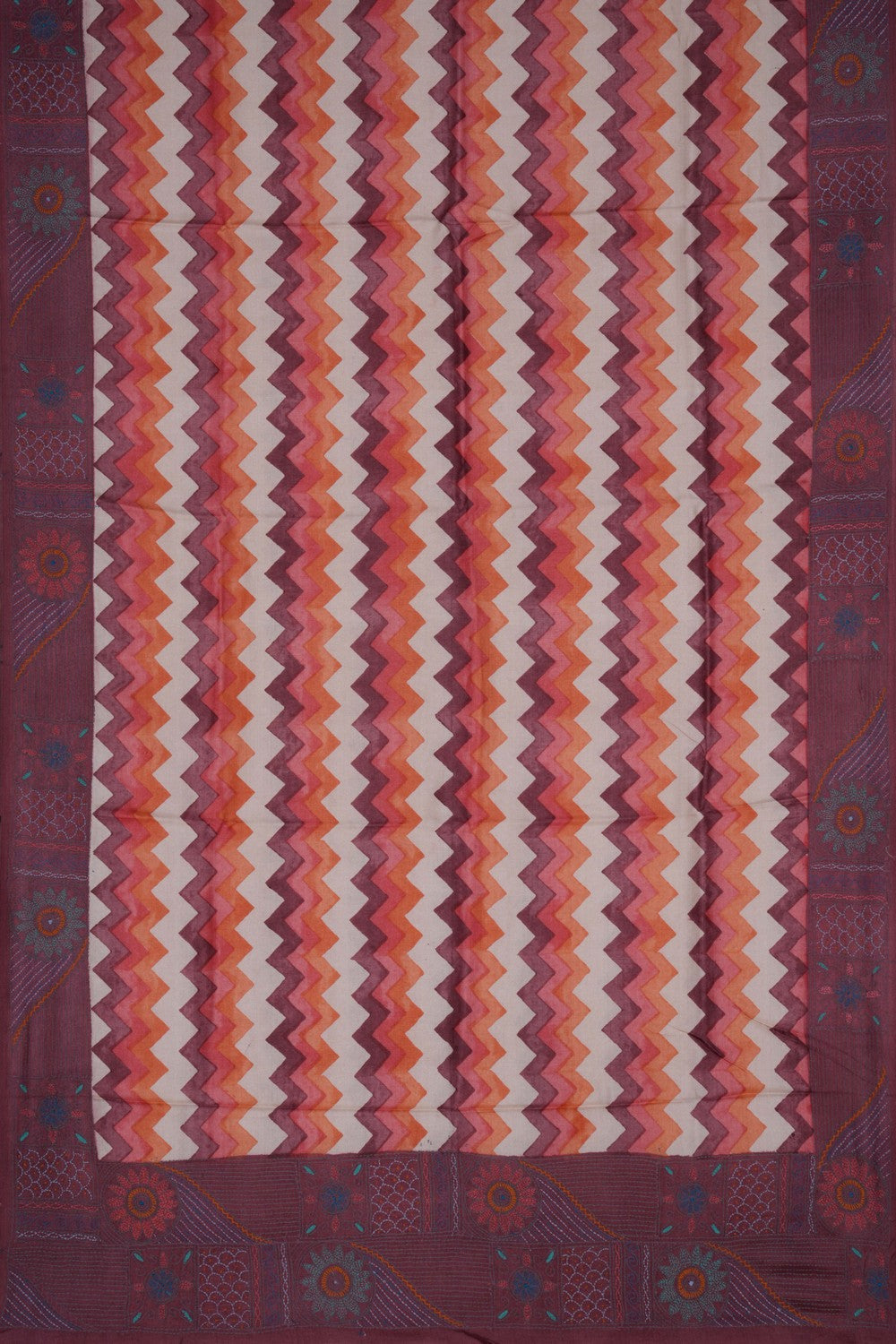 Image of Tussar Kantha Embroidery Saree