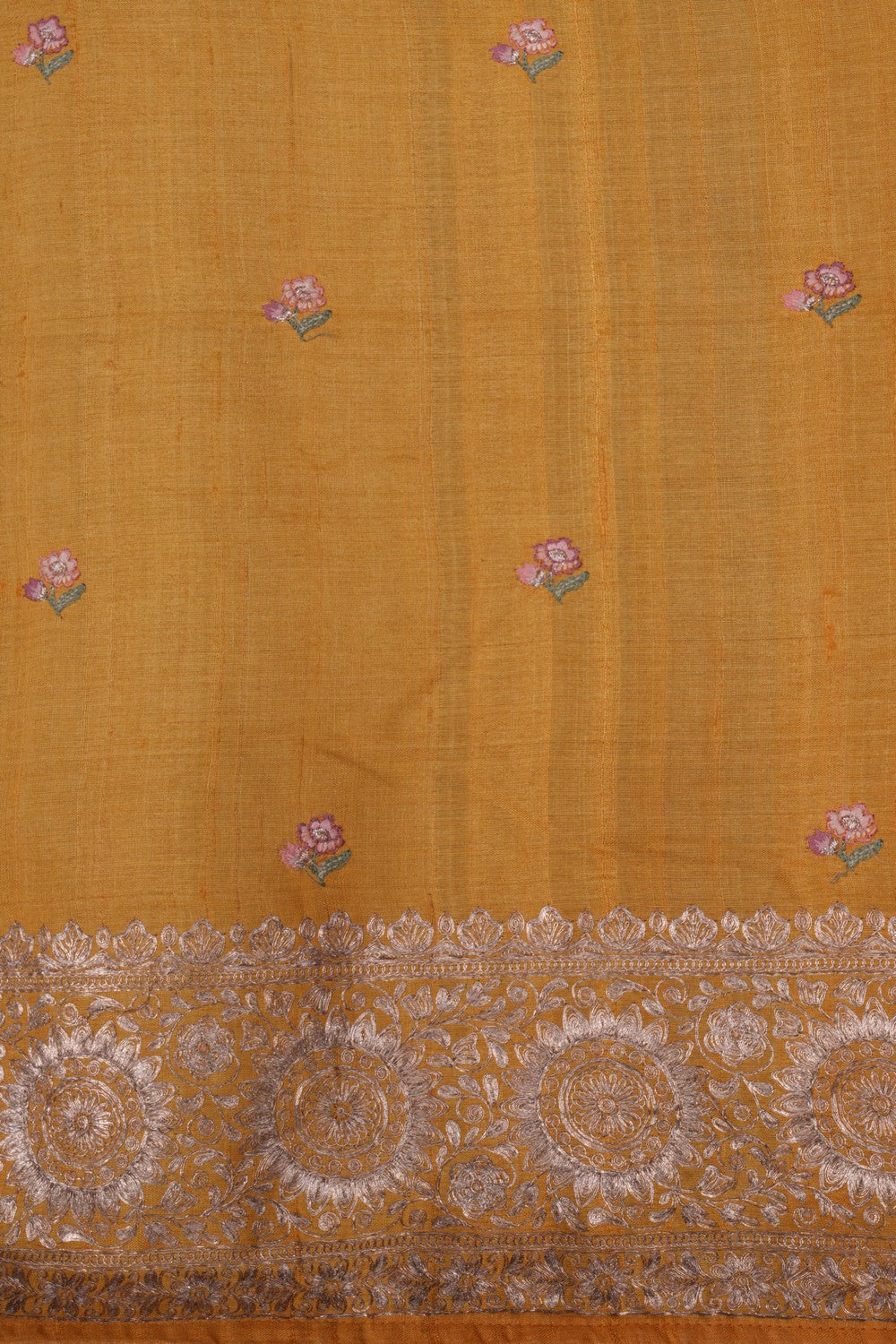 Image of Tussar Silk Embroidery Saree