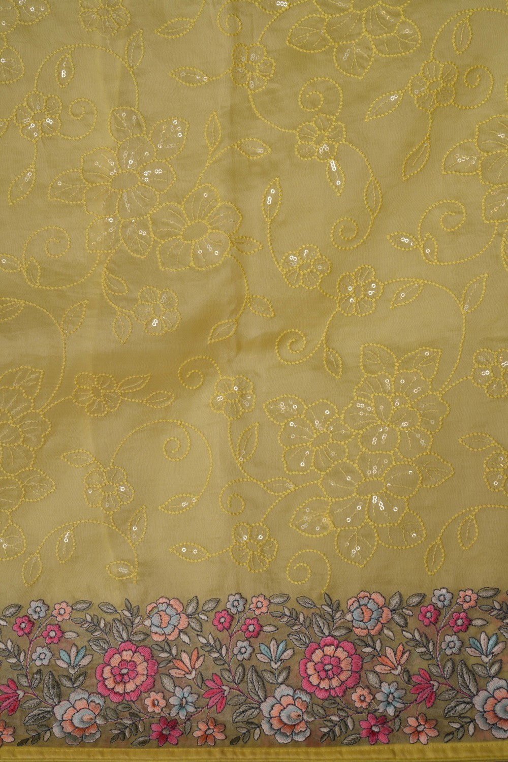 Kora Embroidery Saree