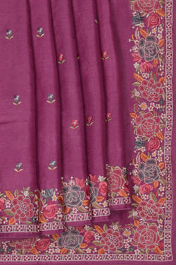 Image of Tussar Silk Embroidery Saree