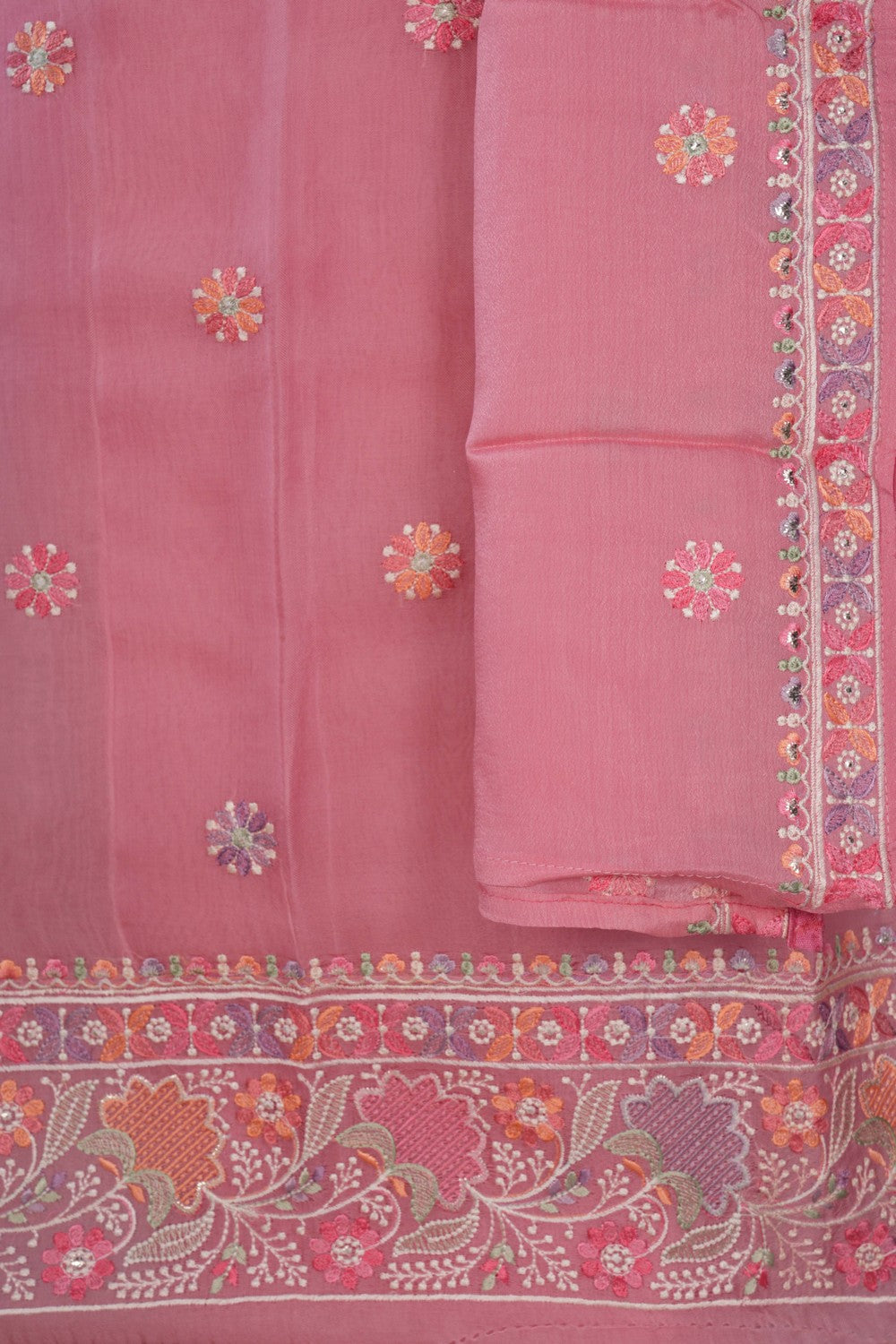 Image of Kora Embroidery Unstitched Dress Material (3 Pcs Set)