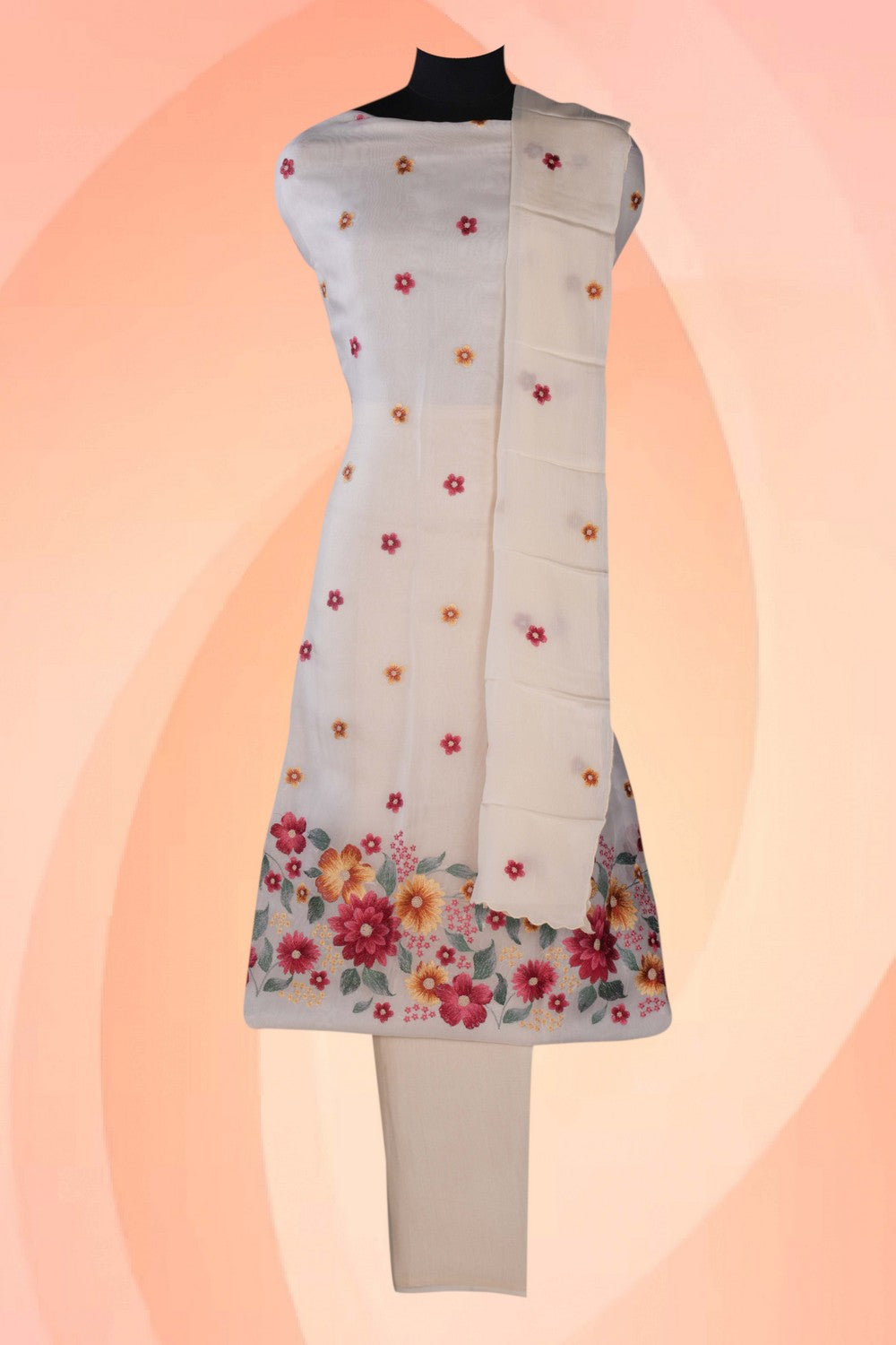 Kora Embroidery Unstitched Dress Material (3 Pcs Set)