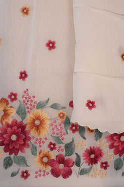 Image of Kora Embroidery Unstitched Dress Material (3 Pcs Set)