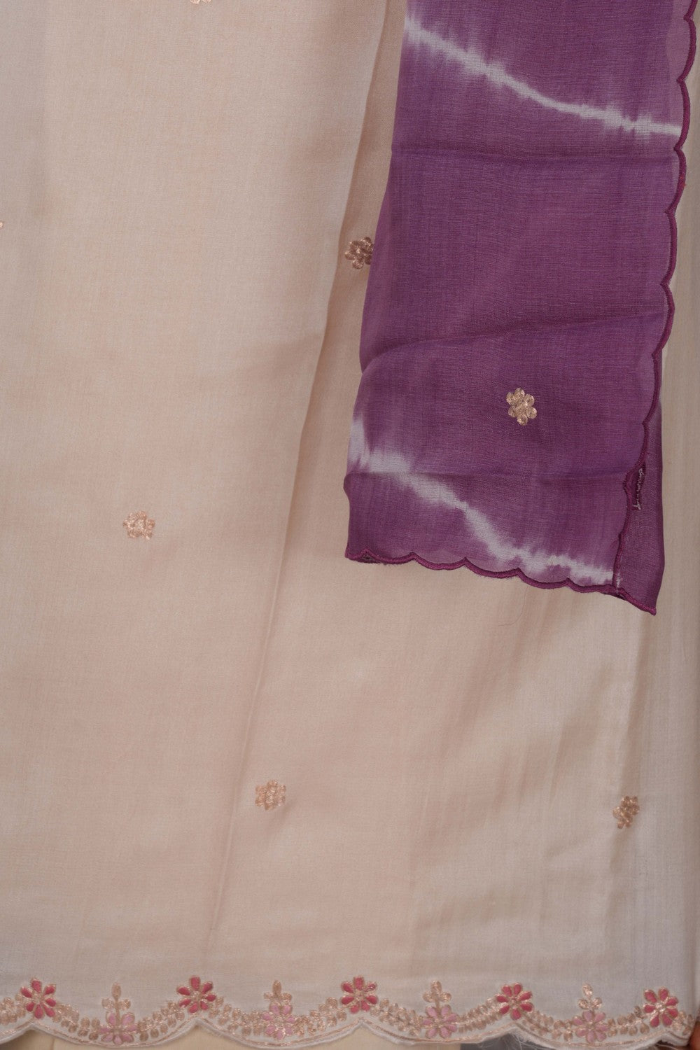 Tussar Embroidery Unstitched Dress Material (3 Pcs Set)