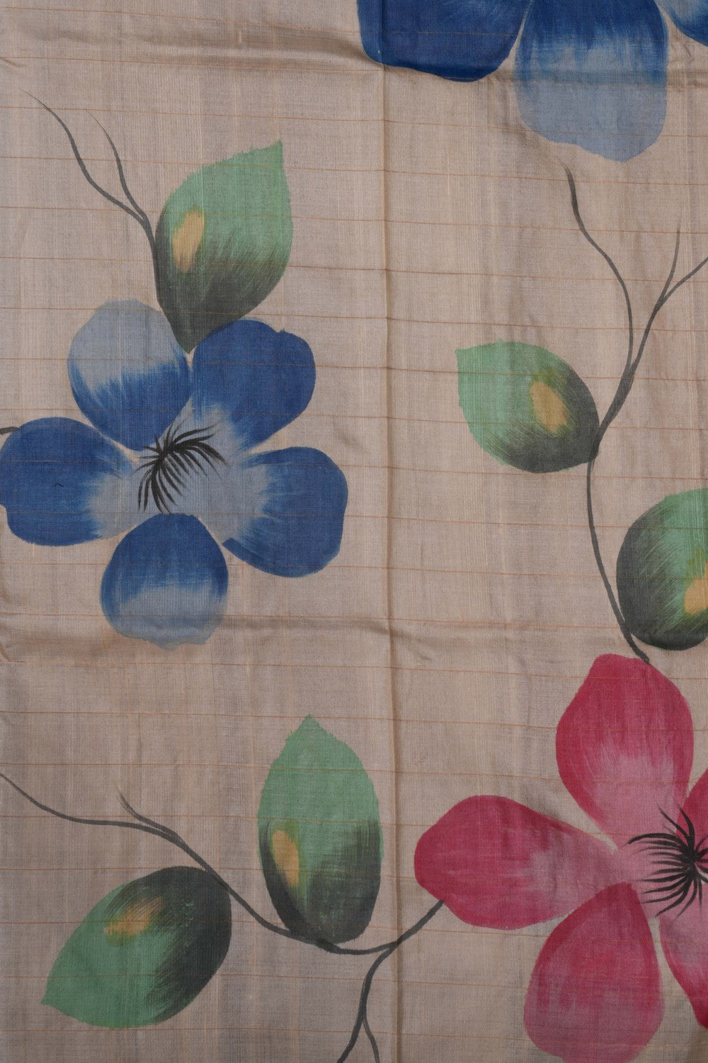 Image of A Floral Printed Tussar Saree