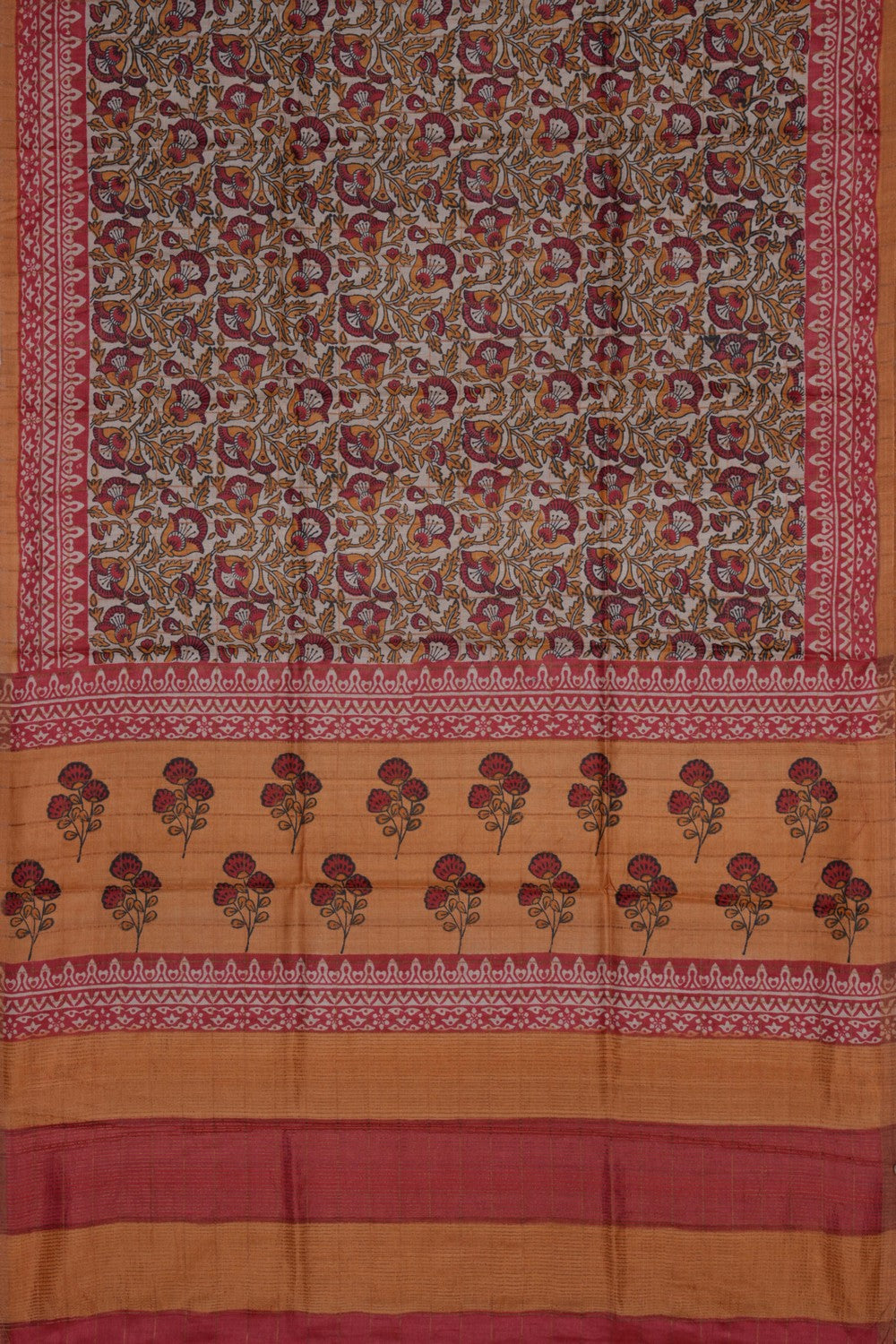 Image of Bagru Printed Tussar Saree
