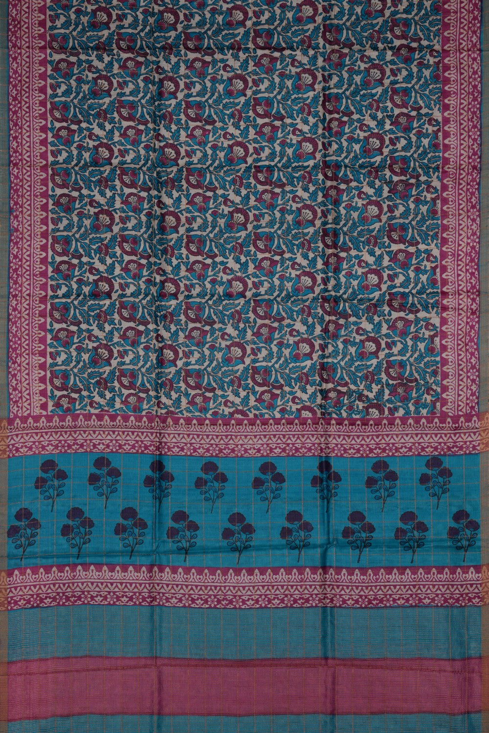 Image of Bagru Printed Tussar Saree