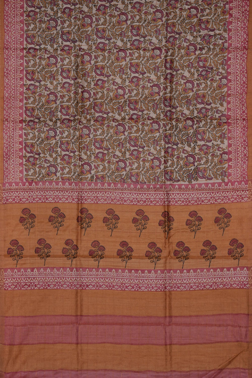 Image of Bagru Printed Tussar Saree