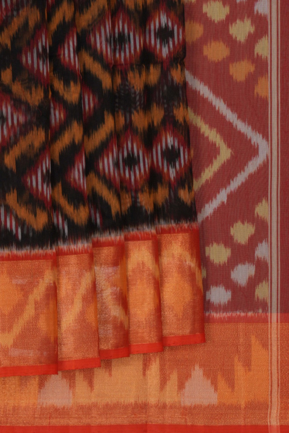 Ikat Cotton-Silk Black Saree