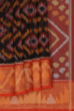 Image of Ikat Cotton-Silk Black Saree