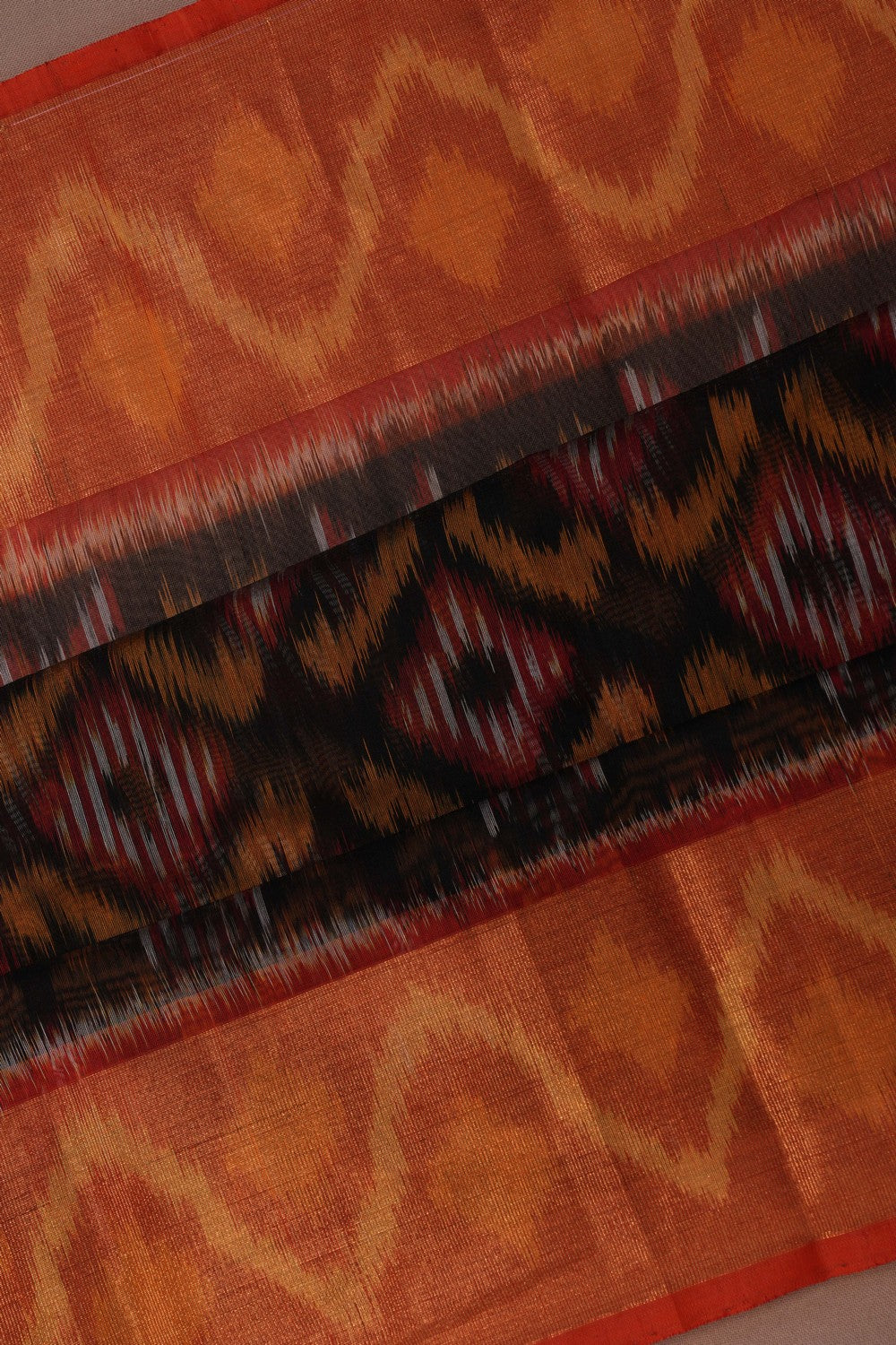 Ikat Cotton-Silk Black Saree