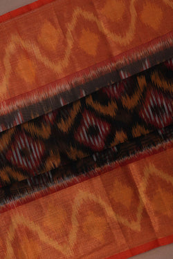 Image of Ikat Cotton-Silk Black Saree