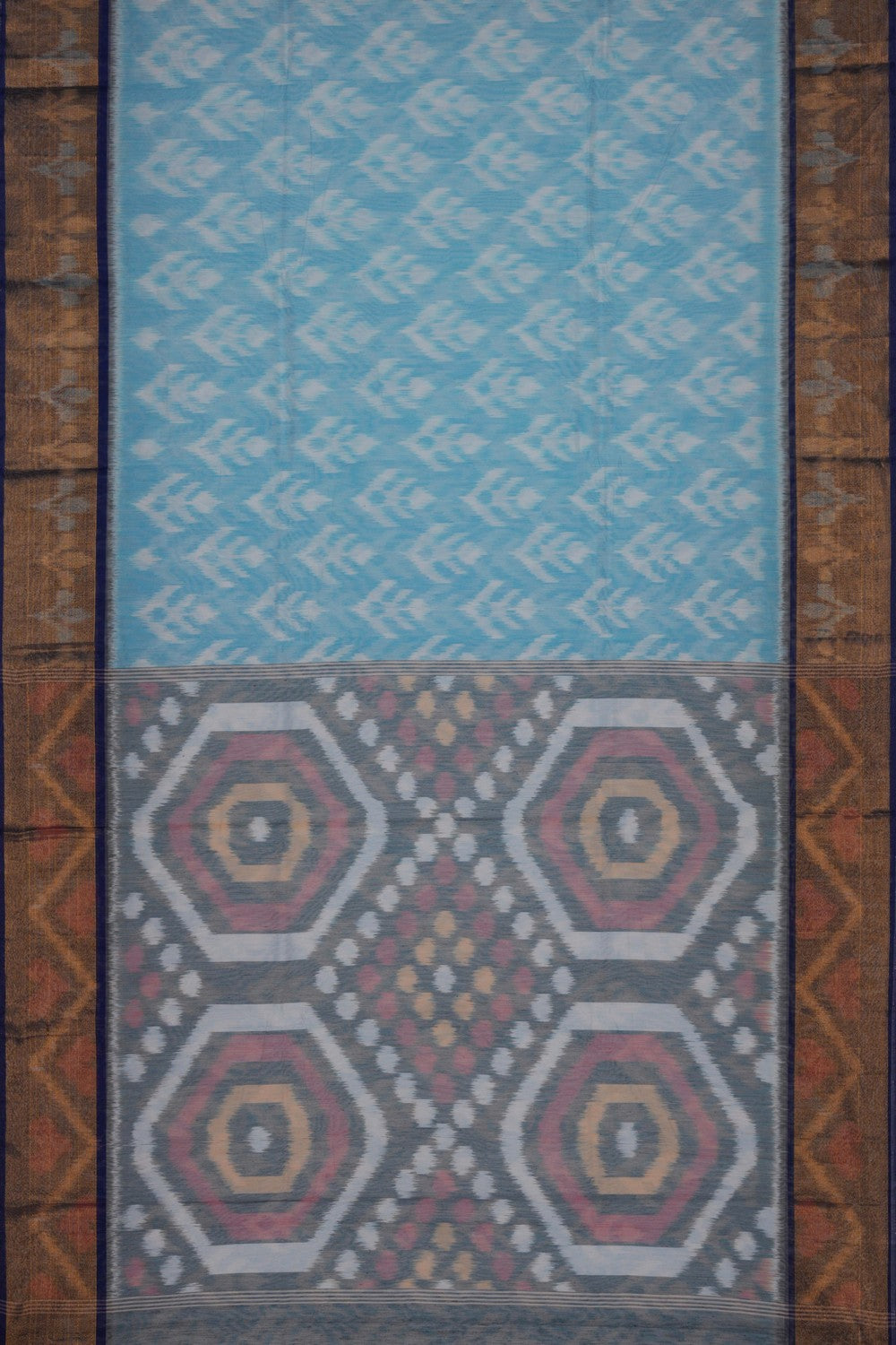 Ikat Cotton-Silk Blue Saree