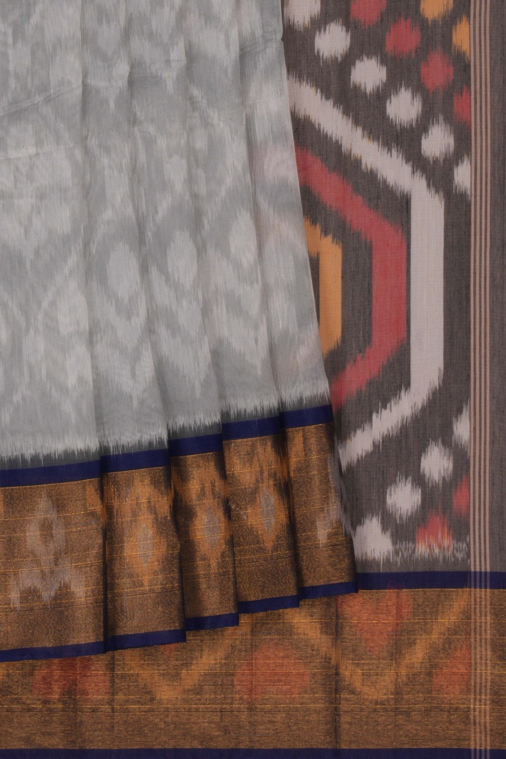 Ikat Cotton-Silk Grey Saree