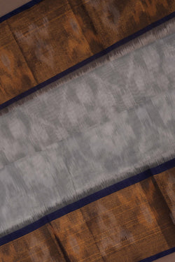 Image of Ikat Cotton-Silk Grey Saree