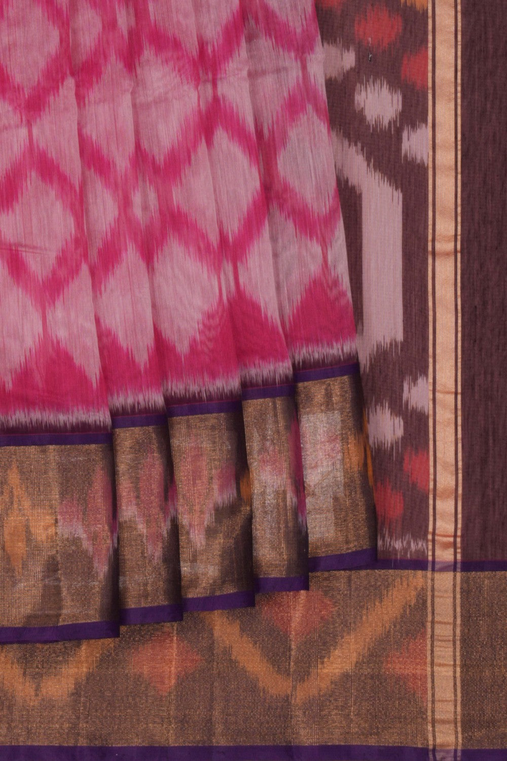 Ikat Cotton-Silk Pink Saree