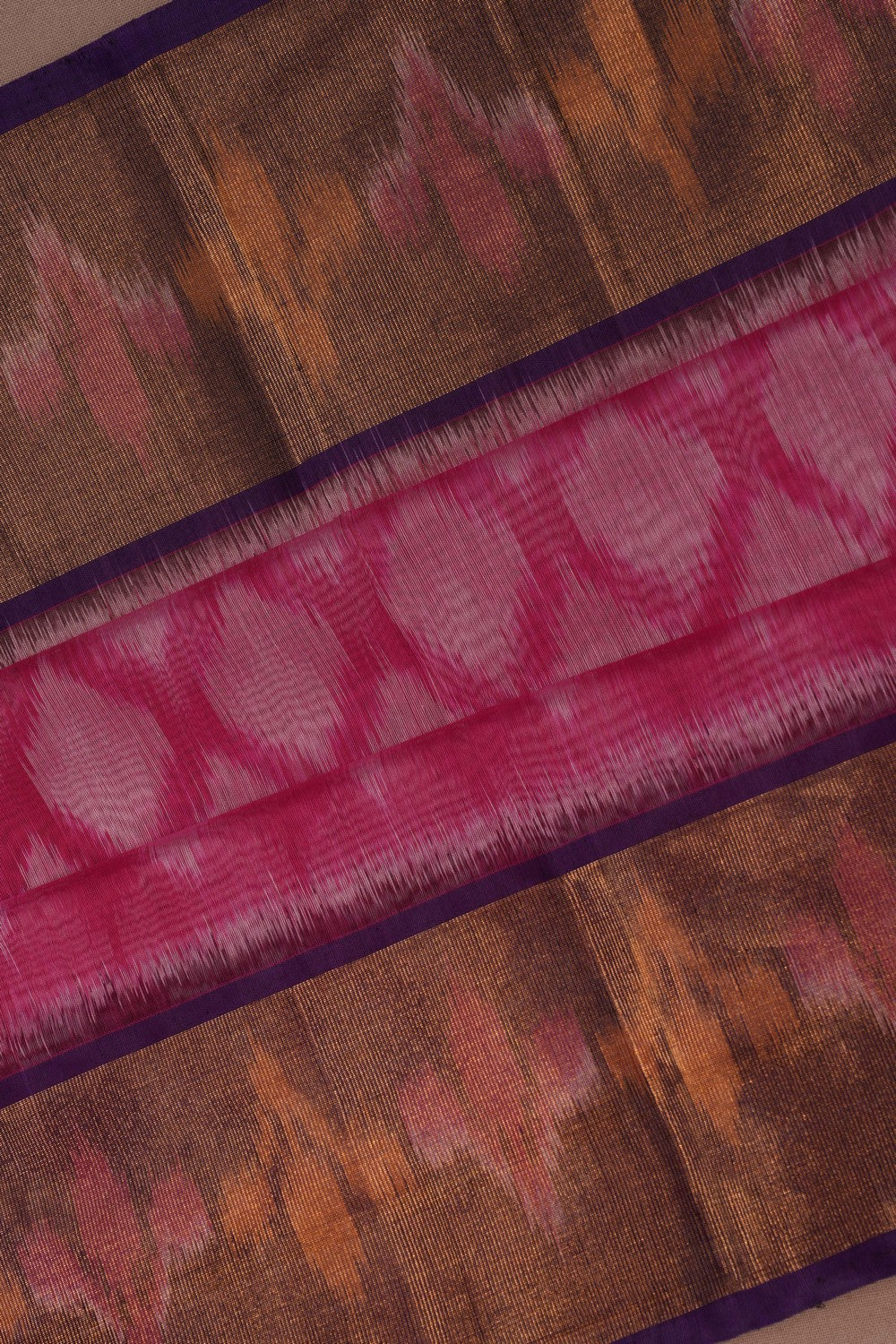 Ikat Cotton-Silk Pink Saree