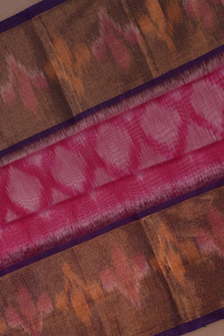 Image of Ikat Cotton-Silk Pink Saree
