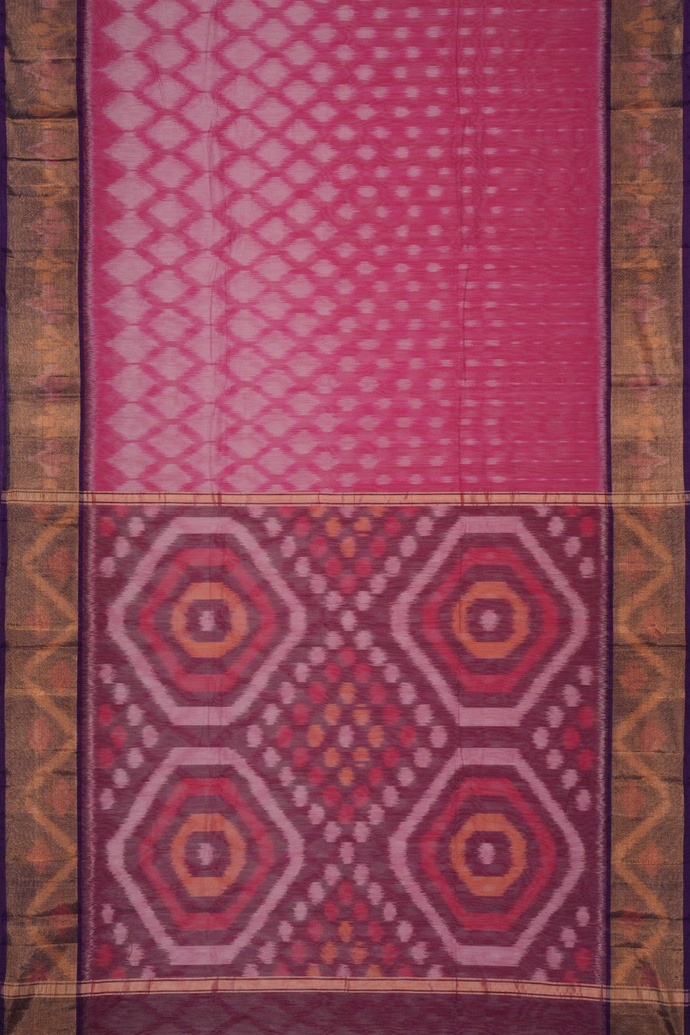 Ikat Cotton-Silk Pink Saree