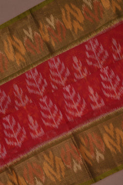 Image of Ikat Cotton-Silk Red Saree