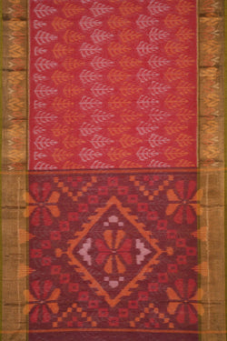 Image of Ikat Cotton-Silk Red Saree