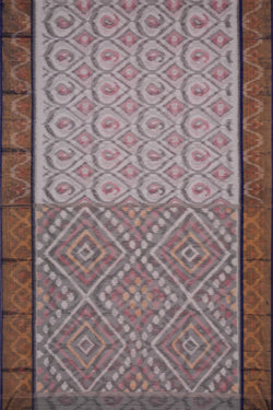 Image of Ikat Cotton-Silk White Saree