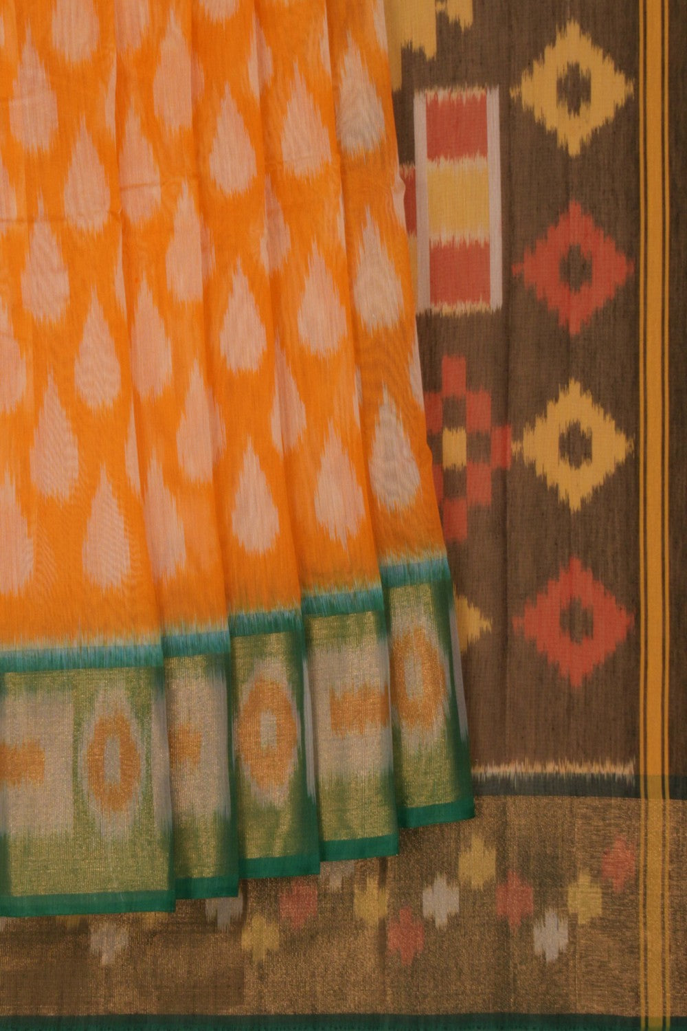 Ikat Cotton-Silk Yellow Saree