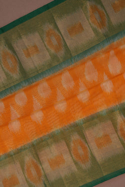 Image of Ikat Cotton-Silk Yellow Saree