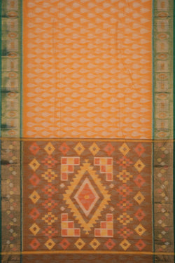 Image of Ikat Cotton-Silk Yellow Saree