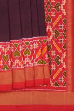 Image of Pochampally Ikat Silk Brown Saree