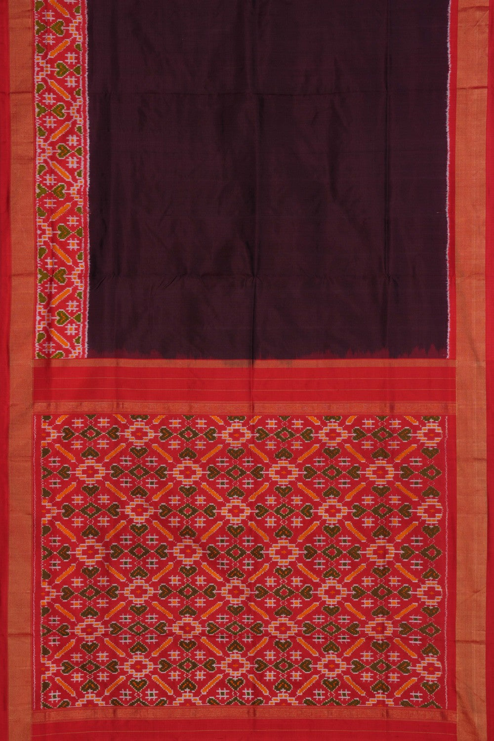 Pochampally Ikat Silk Brown Saree