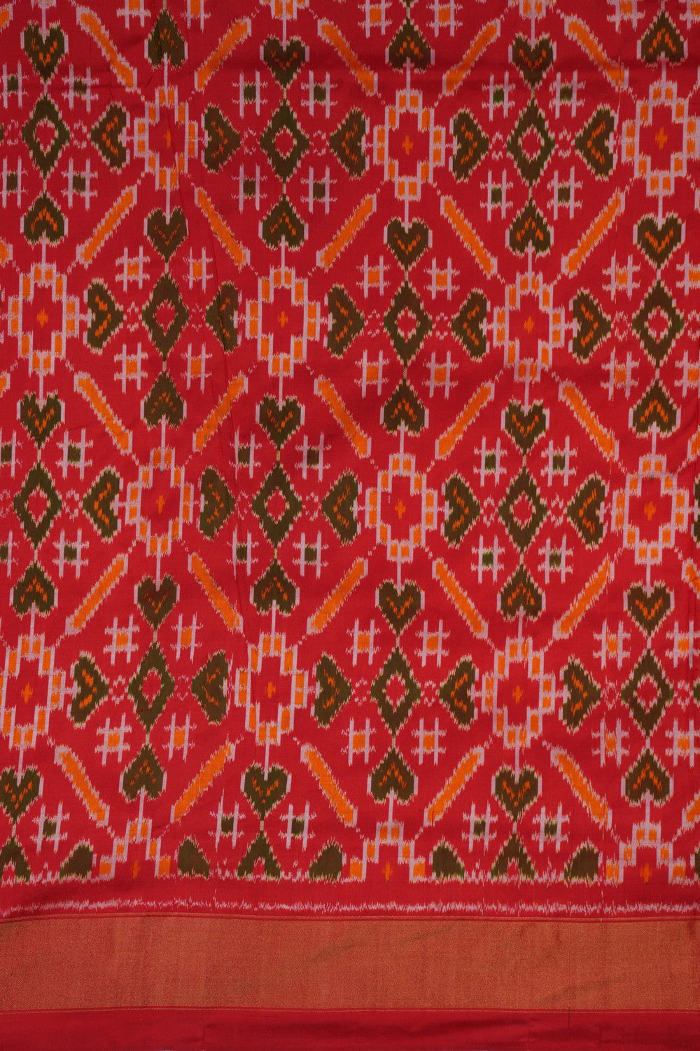 Pochampally Ikat Silk Brown Saree