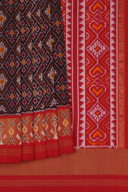 Image of Pochampally Ikat Silk Brown Saree