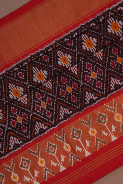 Image of Pochampally Ikat Silk Brown Saree