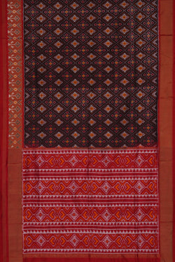 Image of Pochampally Ikat Silk Brown Saree