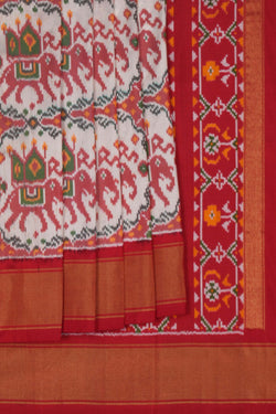 Image of Pochampally Ikat Silk White Saree