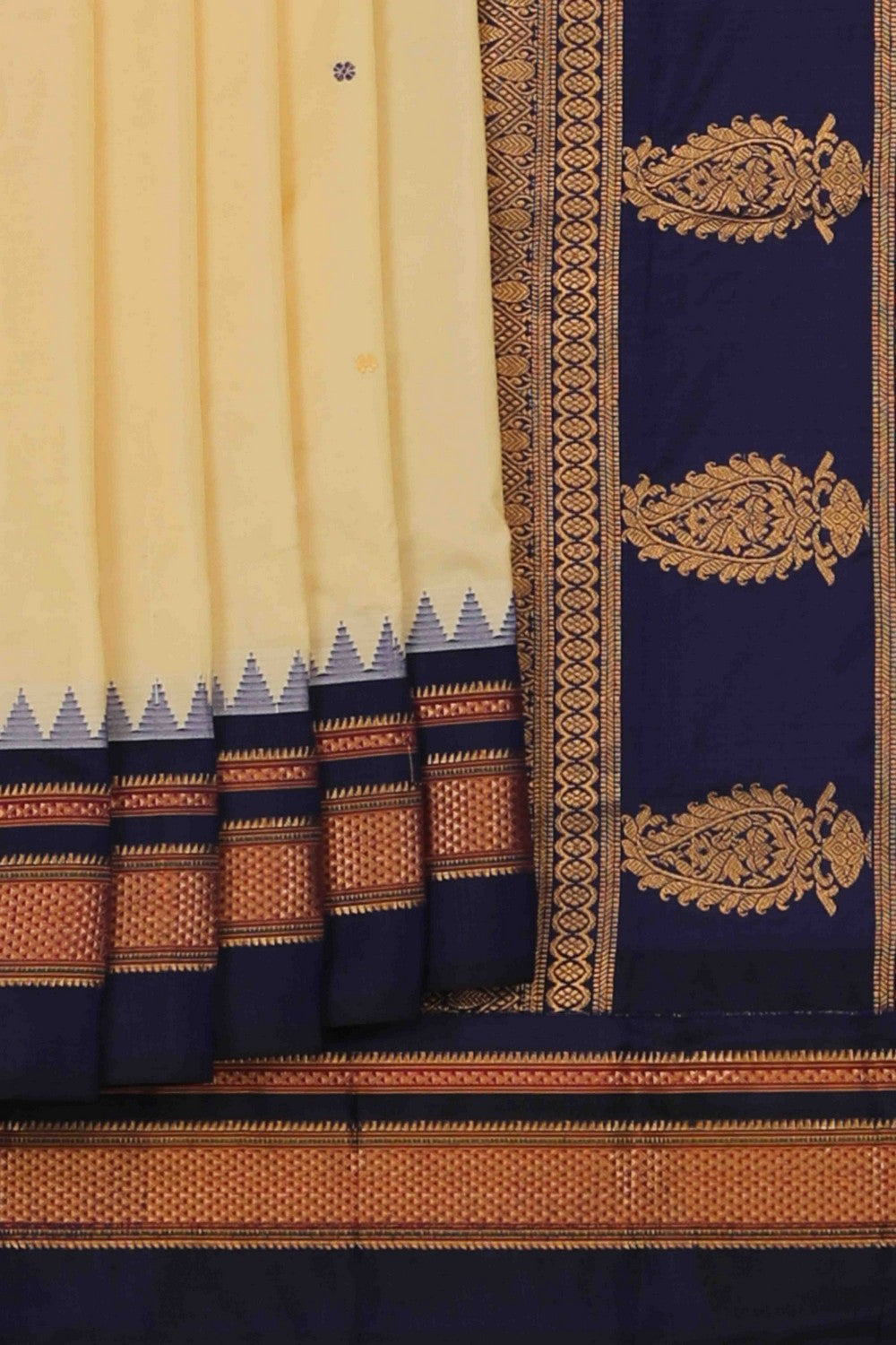 Image of Narayanpet Silk Cream Saree