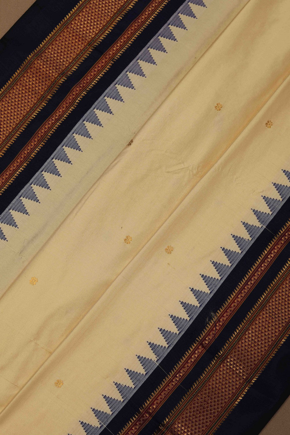 Image of Narayanpet Silk Cream Saree