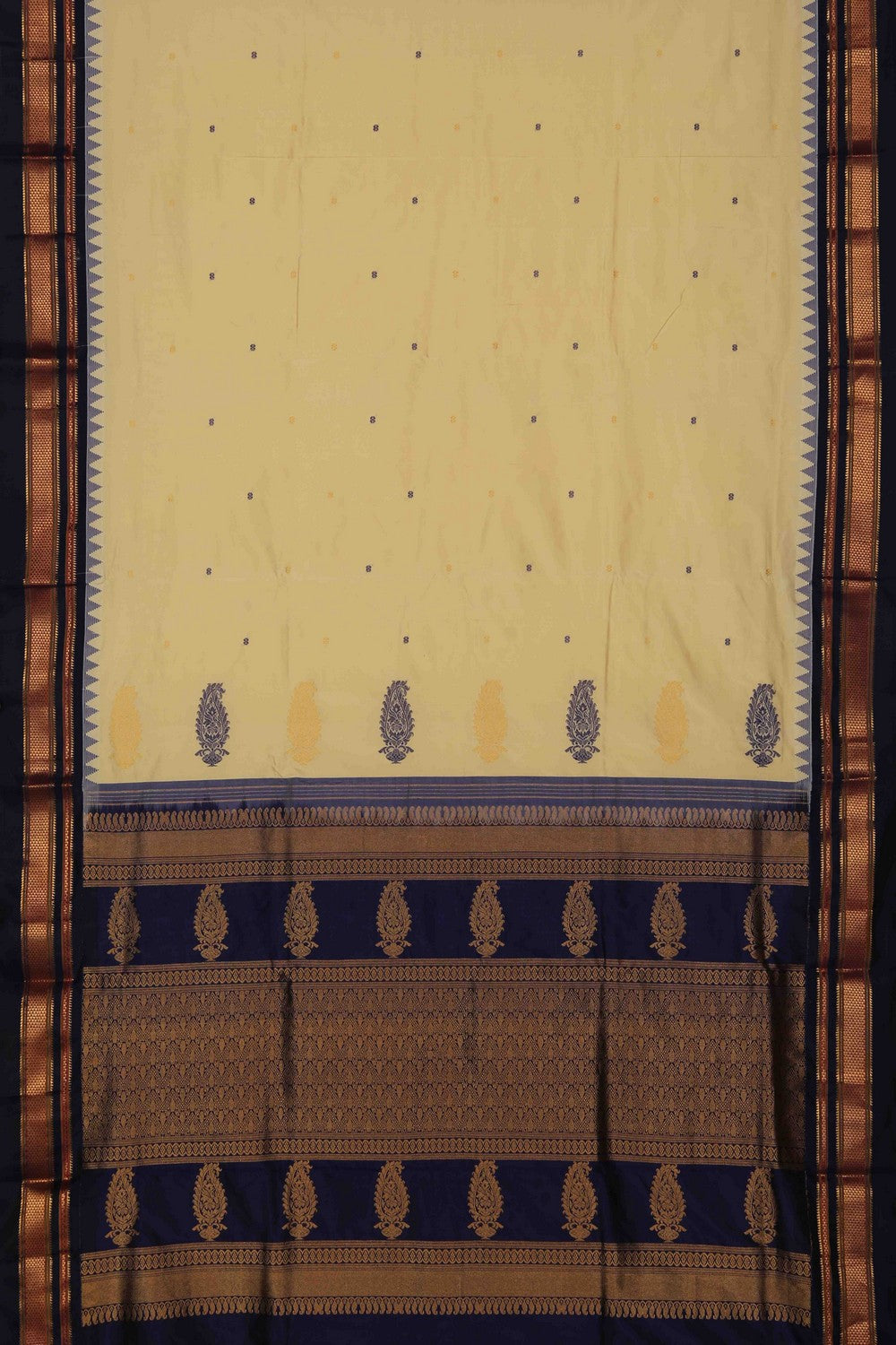 Image of Narayanpet Silk Cream Saree