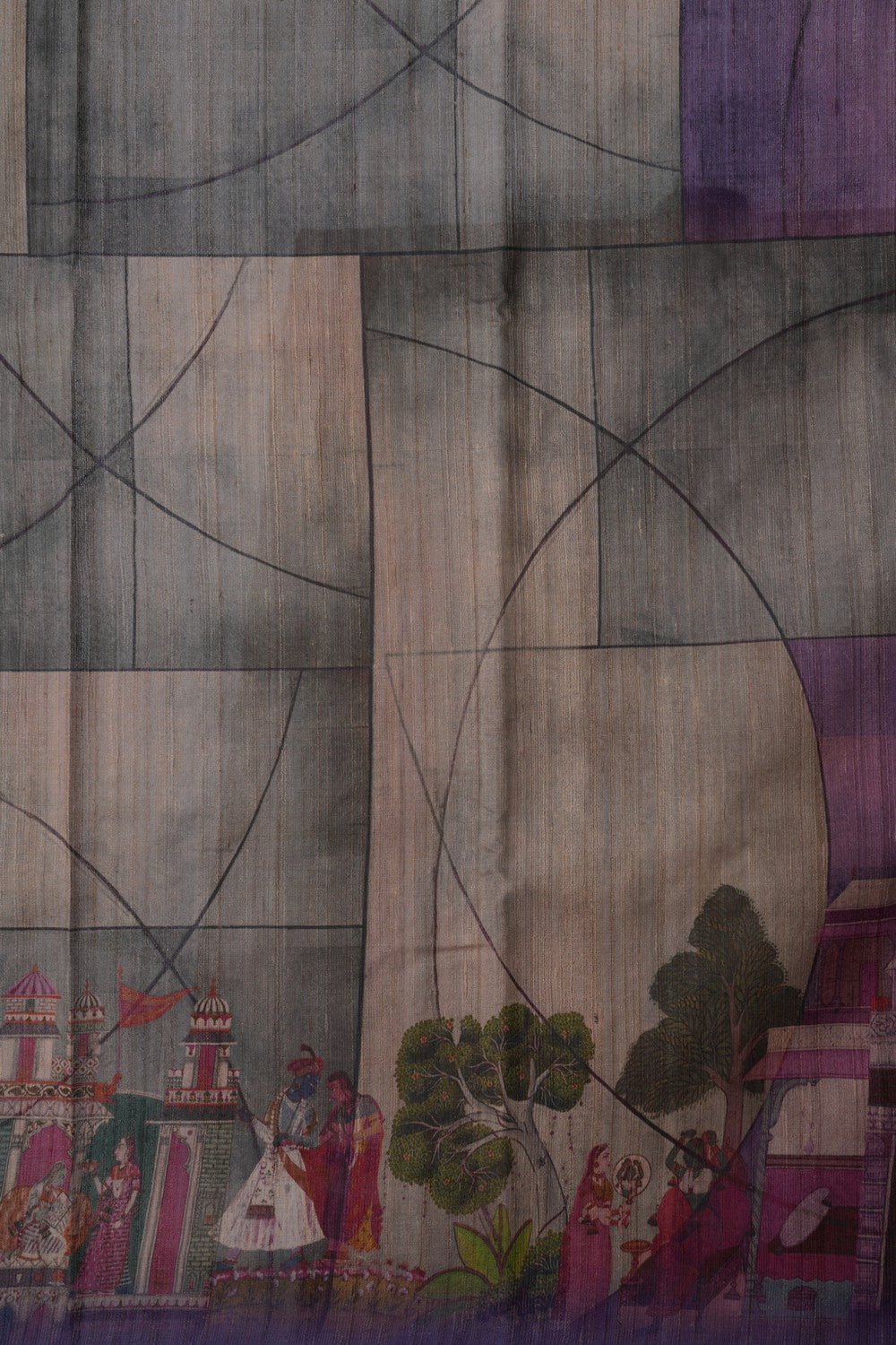 Image of A Contemporary Printed Tussar Saree