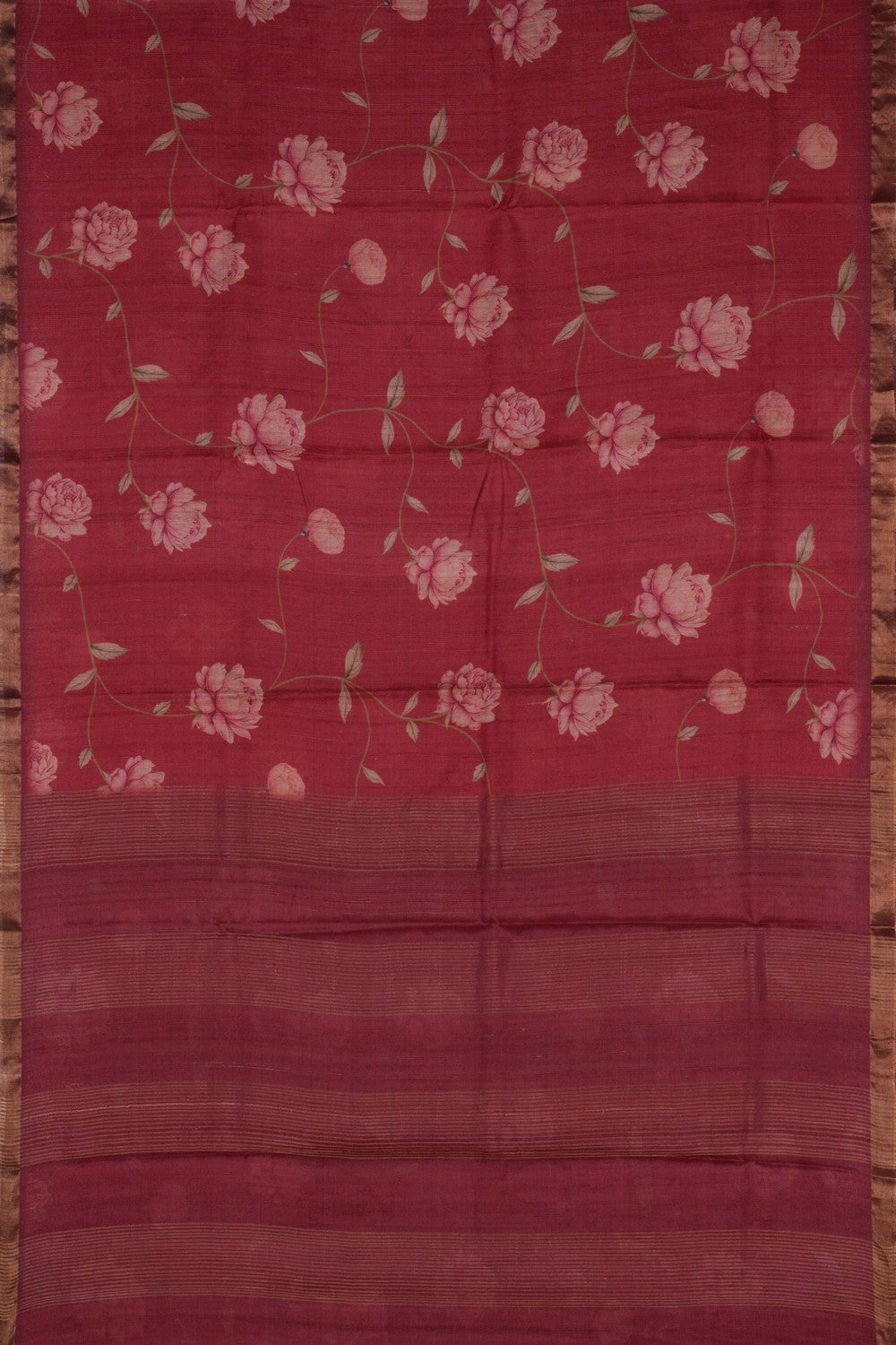 A Floral Printed Tussar Saree