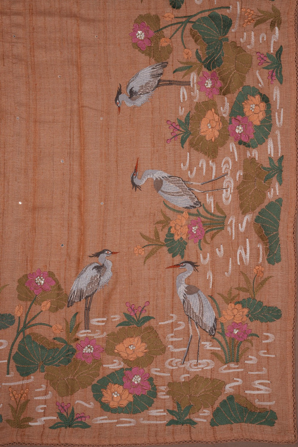 Image of Embroidered Tussar Saree