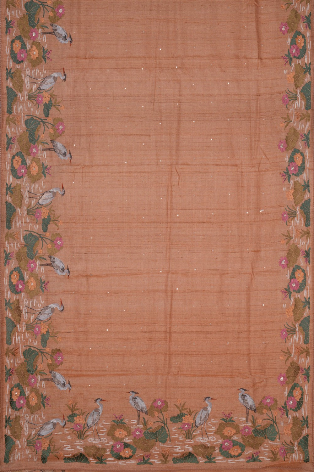 Image of Embroidered Tussar Saree