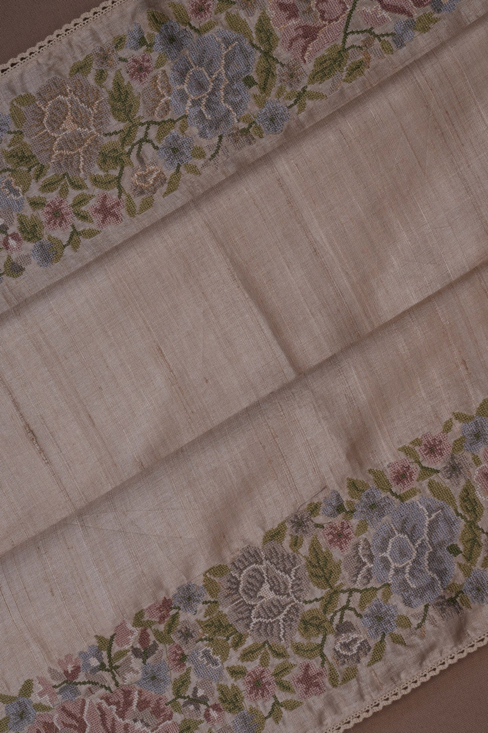 Image of Embroidered Tussar Saree