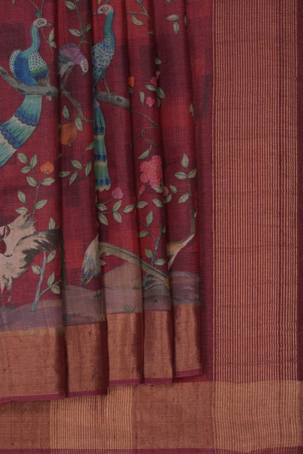 Image of Aesthetic Printed Tussar Saree