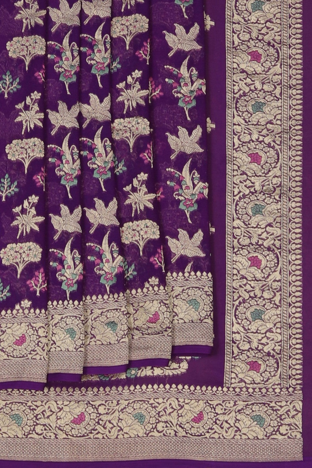 Image of Banarasi Georgette Purple Saree