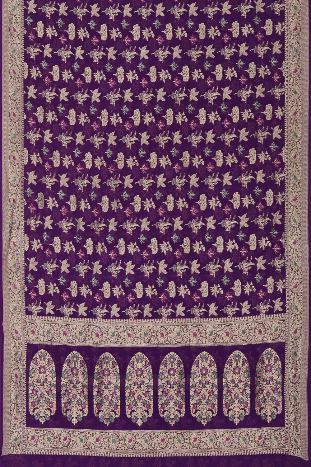 Image of Banarasi Georgette Purple Saree